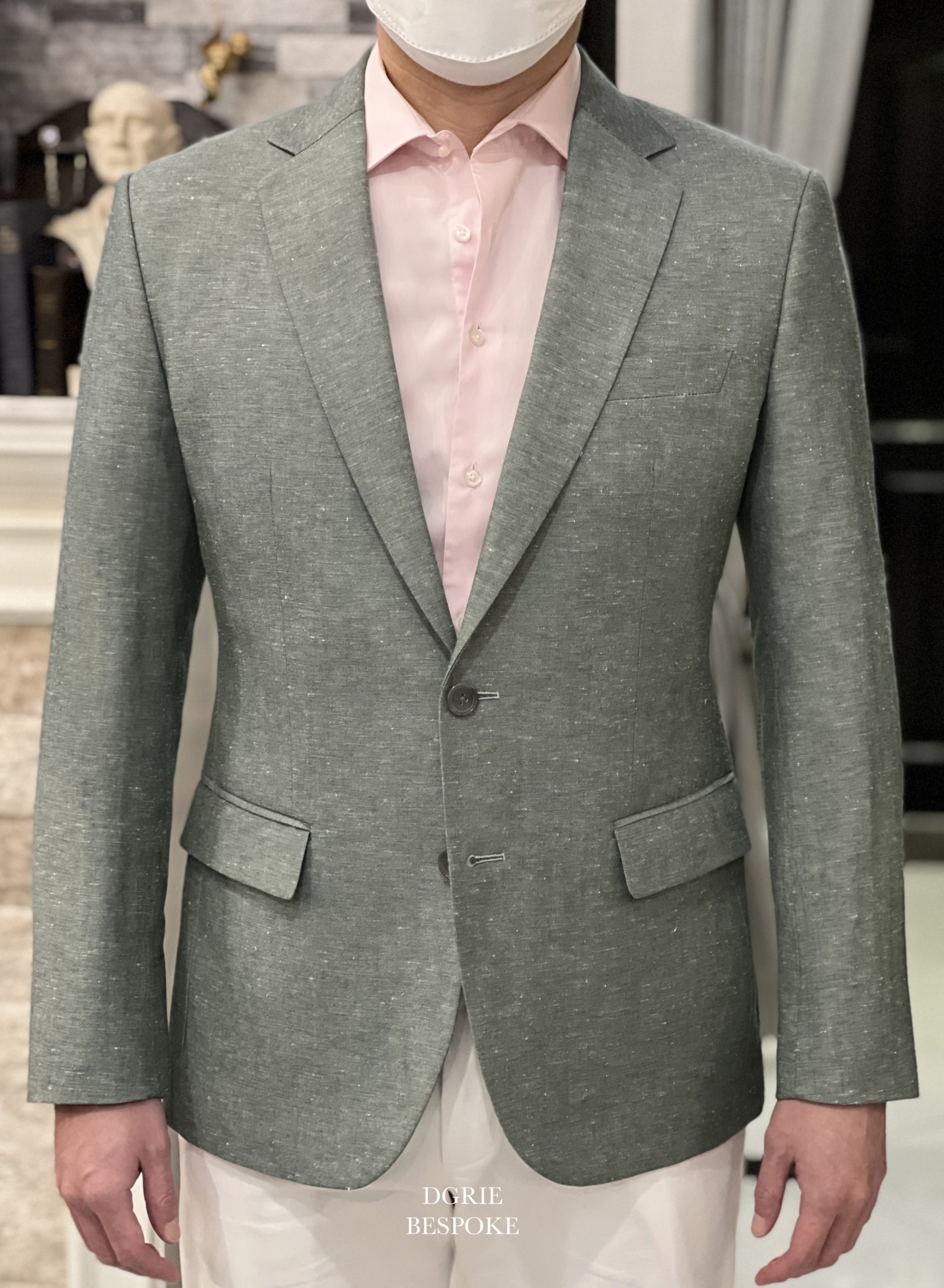 green cotton linen blazer dgrie