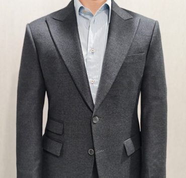 flannel grey peak lapel suit 100 wool dgrie 1