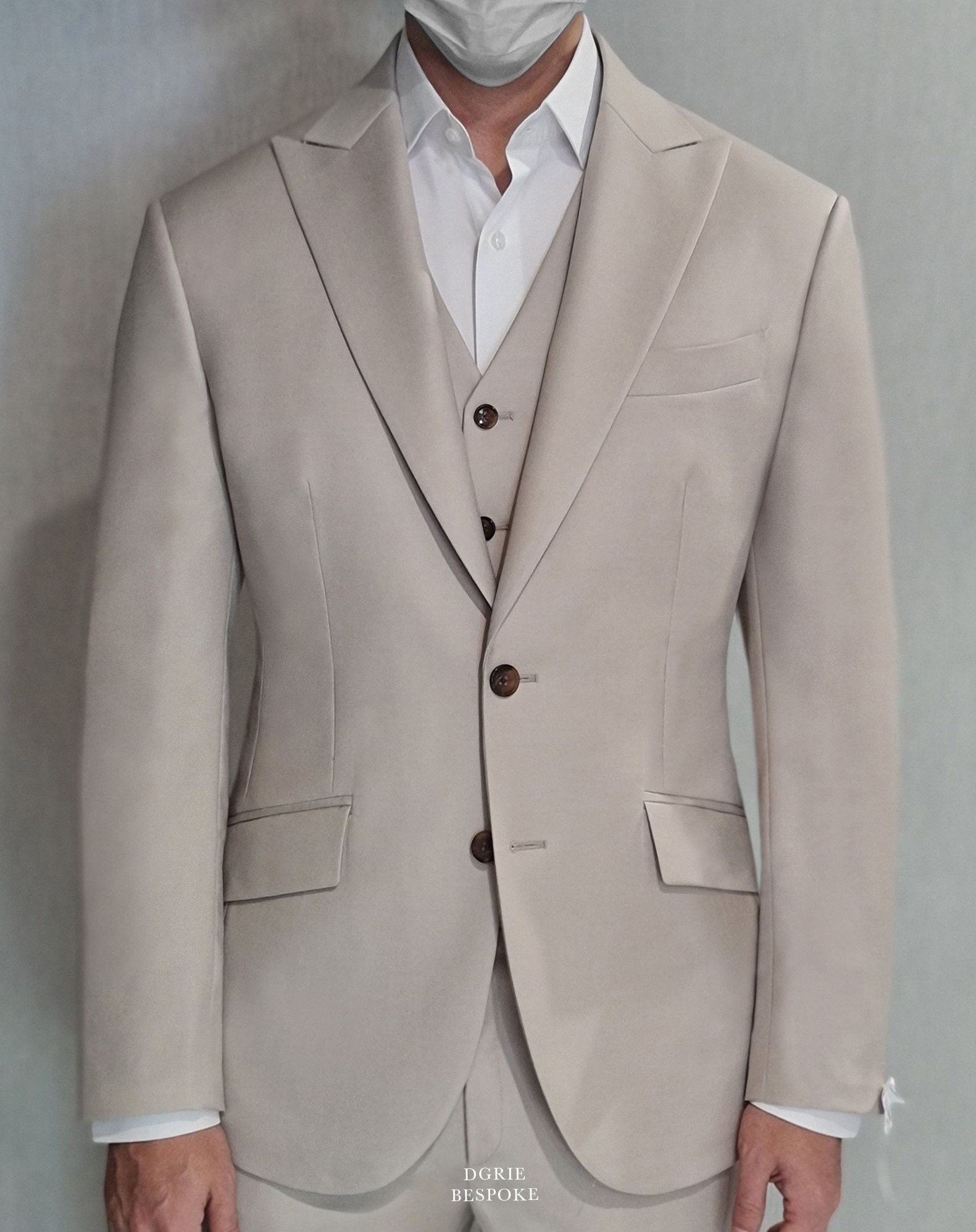 dgrie beige 3 piece peak suits dgrie
