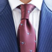 bespoke navy stripe suit x red wine puppy tie dgrie 2