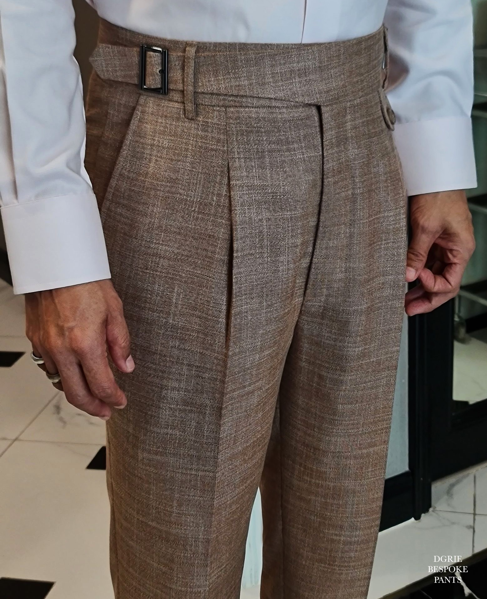 brown wool linen classic pants dgrie