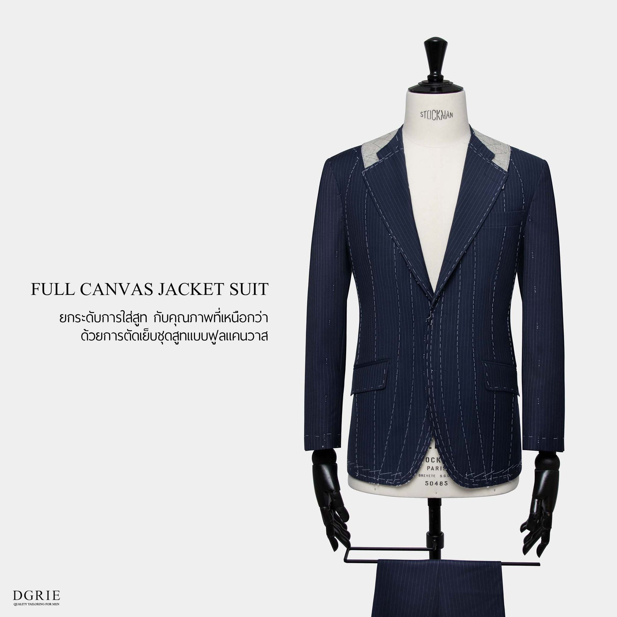 dark navy pinstripe full canvas suit dgrie 2