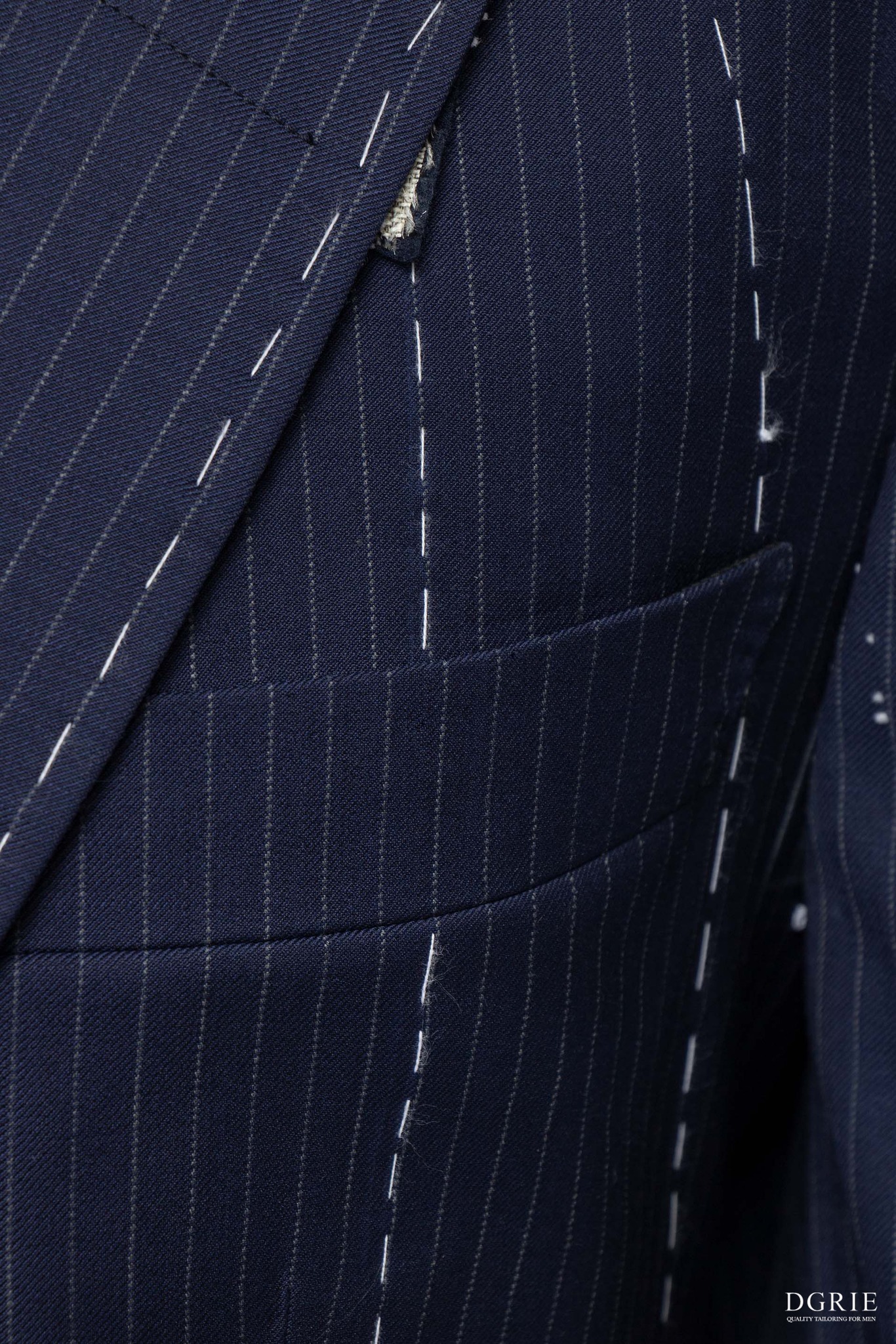 dark navy pinstripe full canvas suit dgrie 5