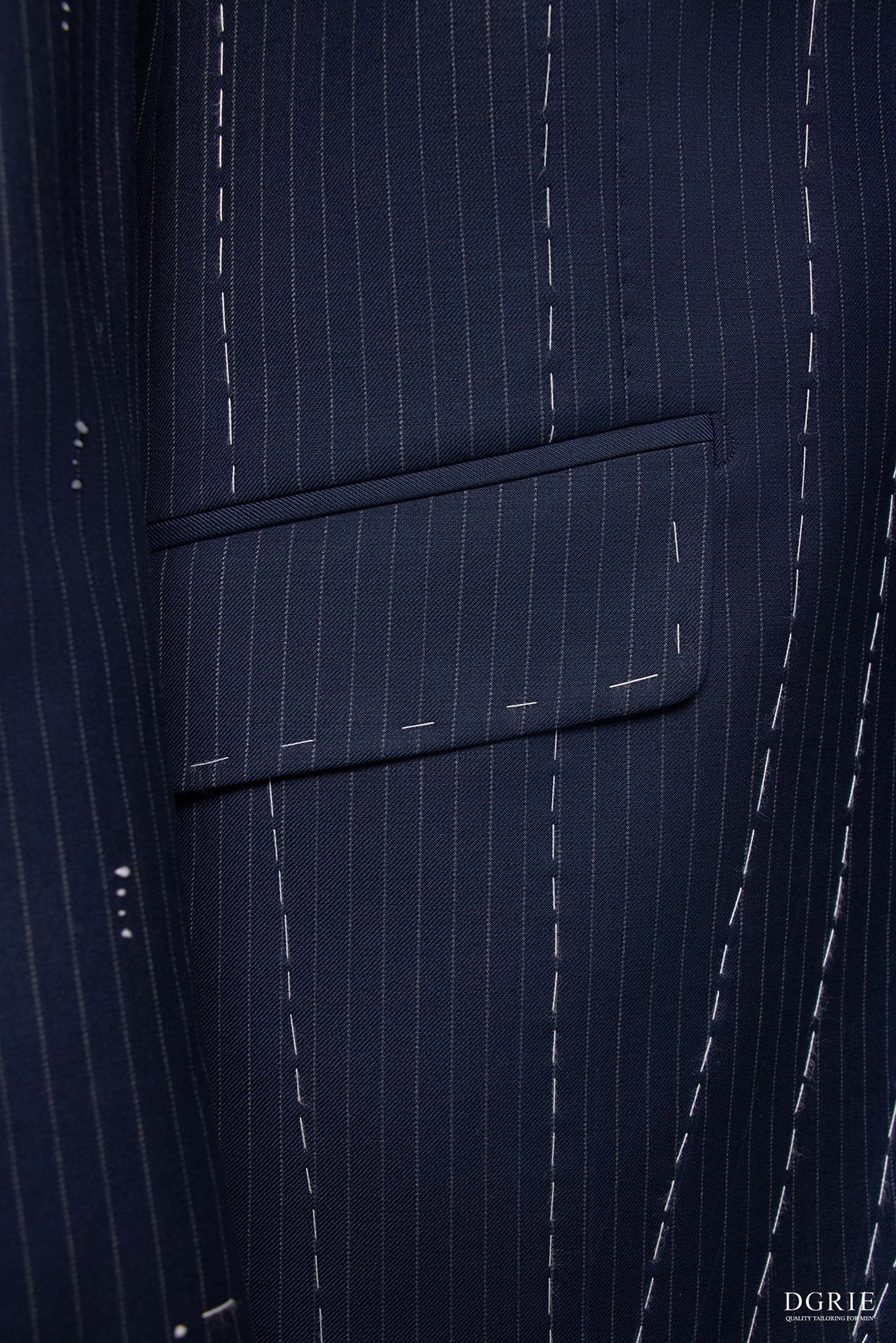 dark navy pinstripe full canvas suit dgrie 6
