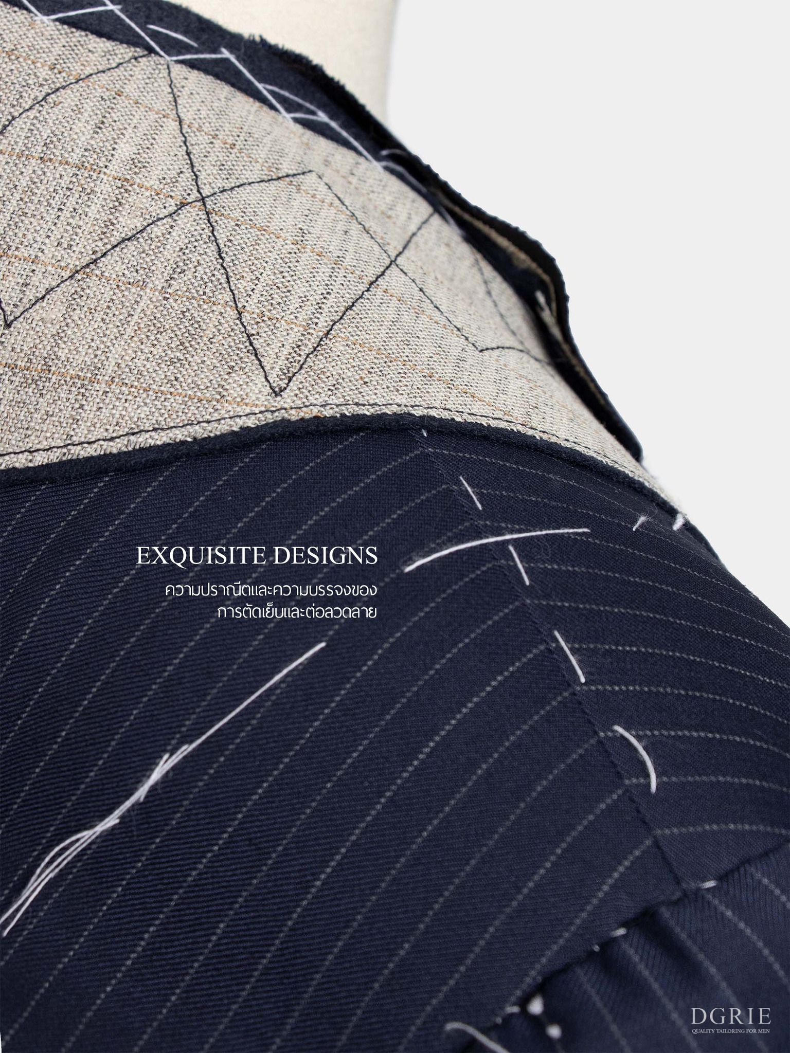 dark navy pinstripe full canvas suit dgrie 7