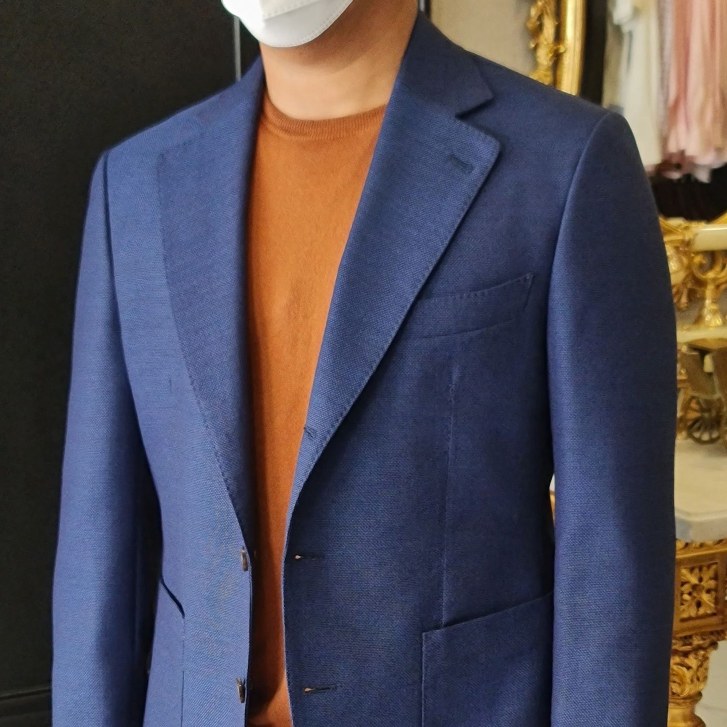 DGRIE BESPOKE ITALY HOPSACK: ตัดสูทสีน้ำเงิน หางม้าทั้งตัว 1 dgrie bespoke italy hopsack dgrie 1