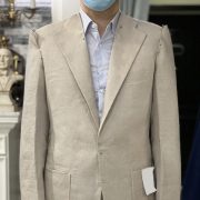 fitting beige linen suit dgrie 1