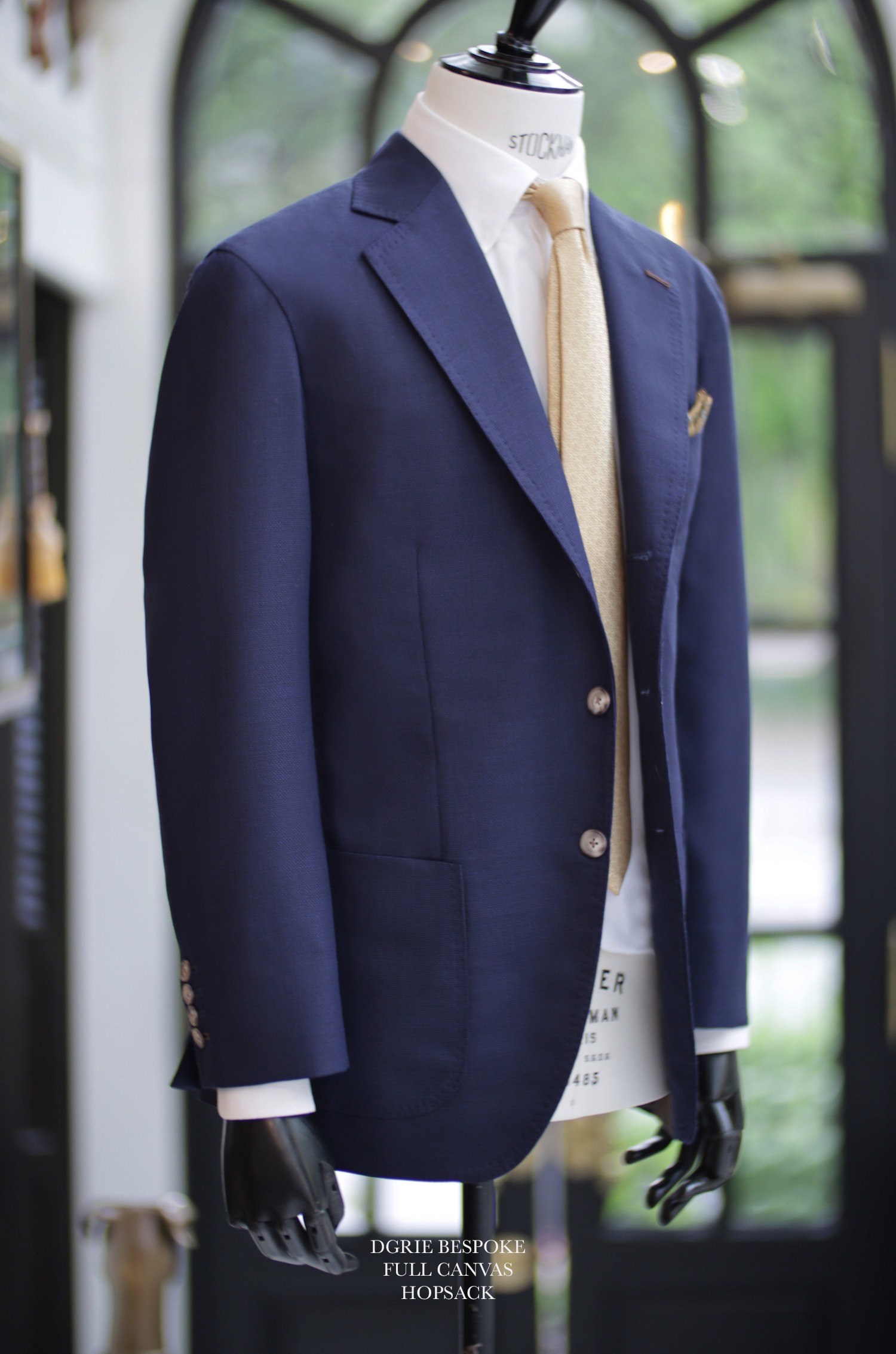 hopsack navy full canvas suit vintage dgrie 1