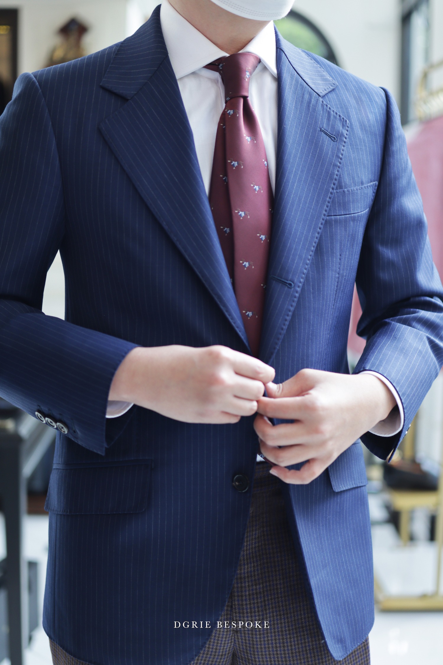 italy navy blue suit full canvas suit dgrie