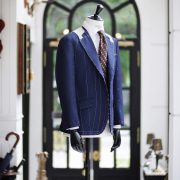 italy pinstripe navy blue suit full canvas dgrie