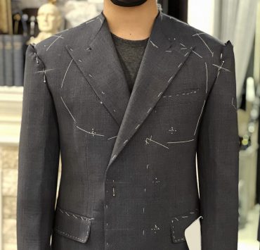 FITTING CHECK DOUBLE BREASTED SUIT: ตัดสูทกระดุมสองแถว สีเทาลายตาราง 15 fitting check double breasted suit dgrie