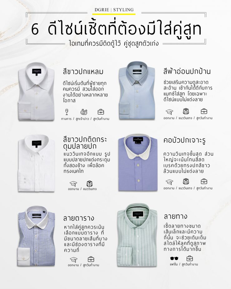 6 ดีไซน์เชิ้ตที่ต้องมี ใส่คู่สูท: 6 Shirts Style for Suits 3 6 6 shirts style for suits dgrie