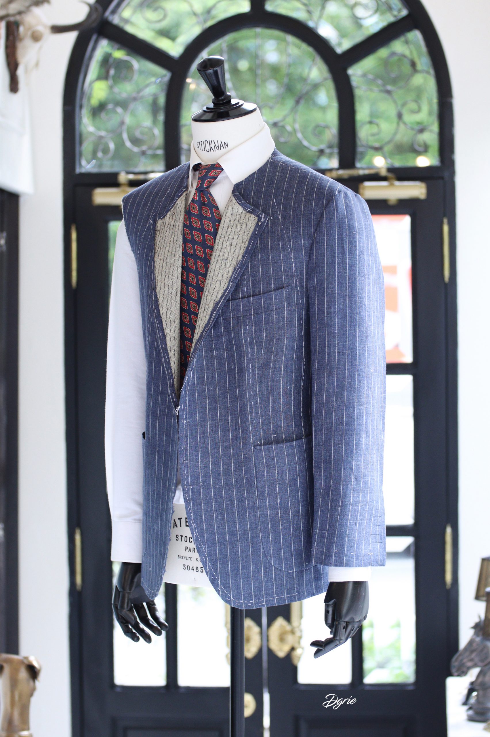 dgrie pinstripe linen jacket full canvas dgrie