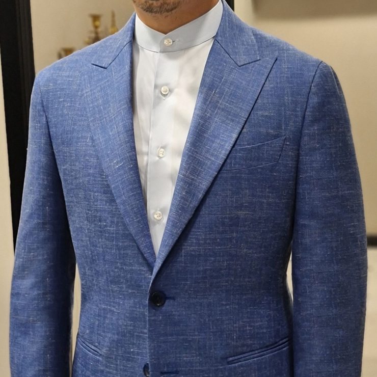 DGRIE WOOL LINEN SILK BLUE SUIT ตัดสูทสีฟ้าสไตล์แคชชวล 4 fitting dgrie wool linen silk blue suit dgrie 2