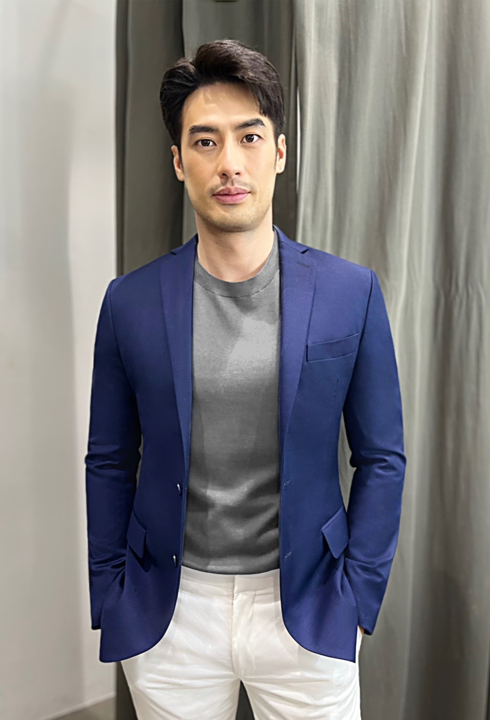 super soft navy casual wool blazer dgrie