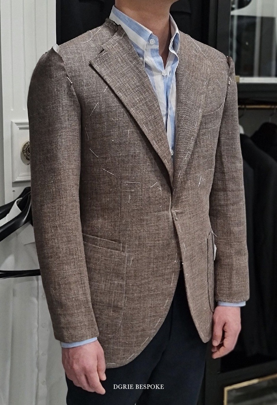 fitting brown silk linen blazer dgrie 1