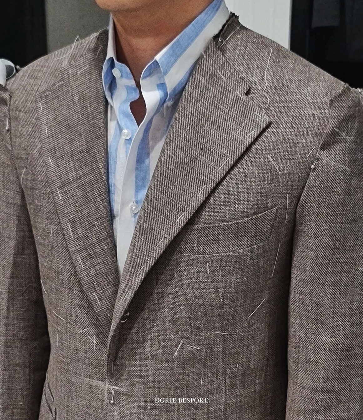 fitting brown silk linen blazer dgrie