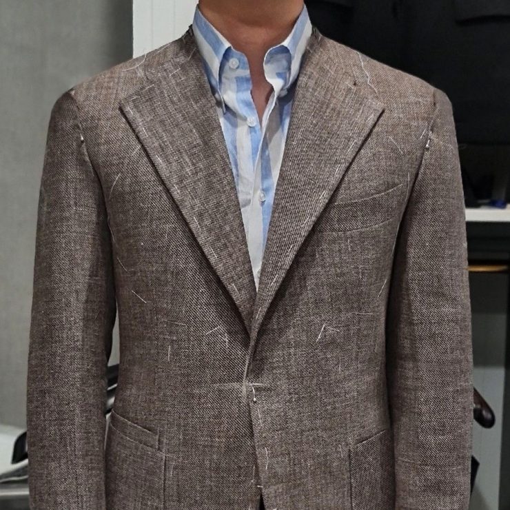 fitting italy brown silk linen blazer dgrie