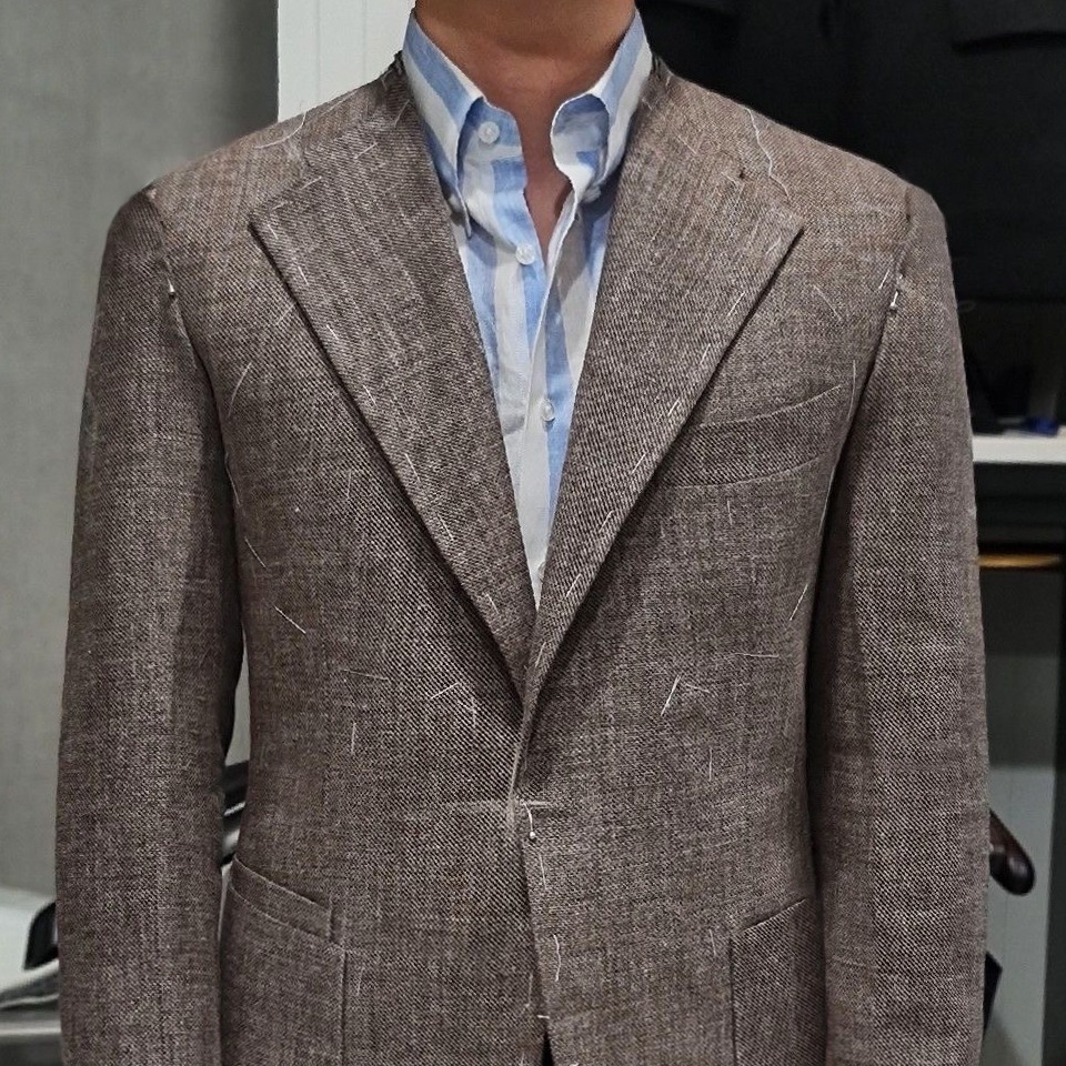 fitting italy brown silk linen blazer dgrie