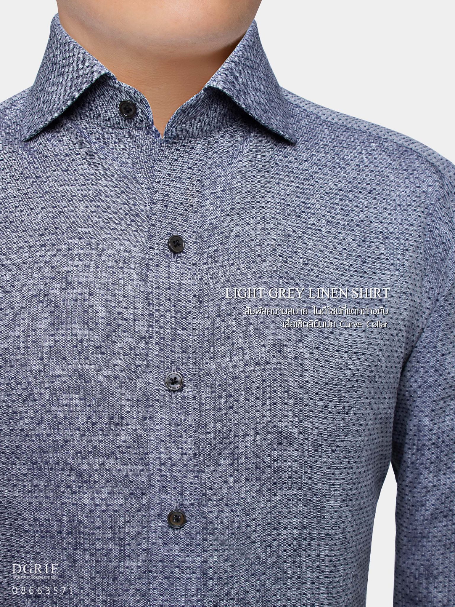 gray curve collar linen shirt dgrie