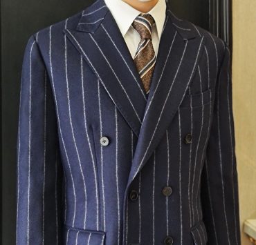 Navy Chalk Stripe DoubleBreasted Suit: ตัดสูท ลายทางสไตล์วินเทจ 14 navy chalk stripe doublebreasted suit dgrie 2