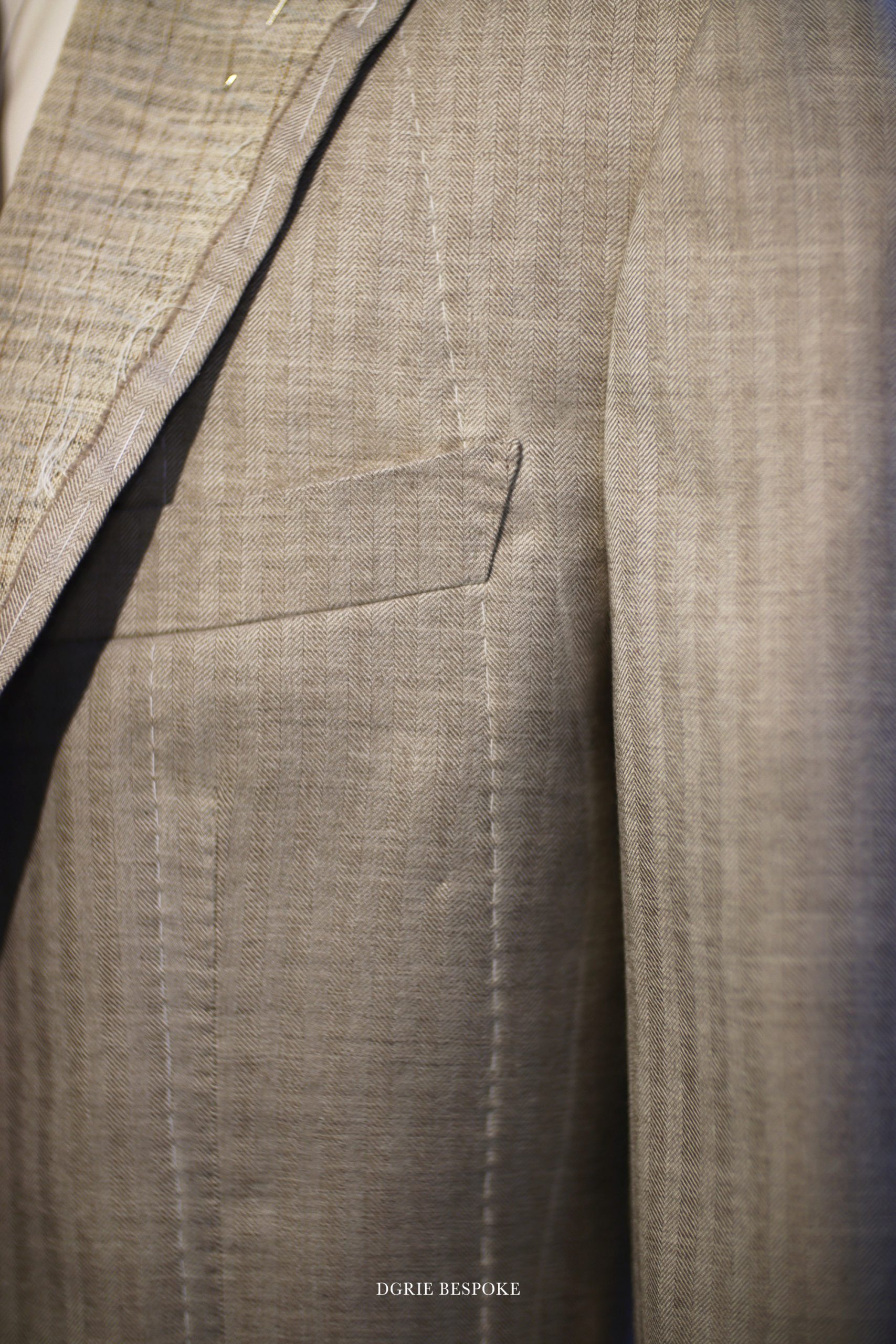 dgrie beige harringbone full canvas suit dgrie 1