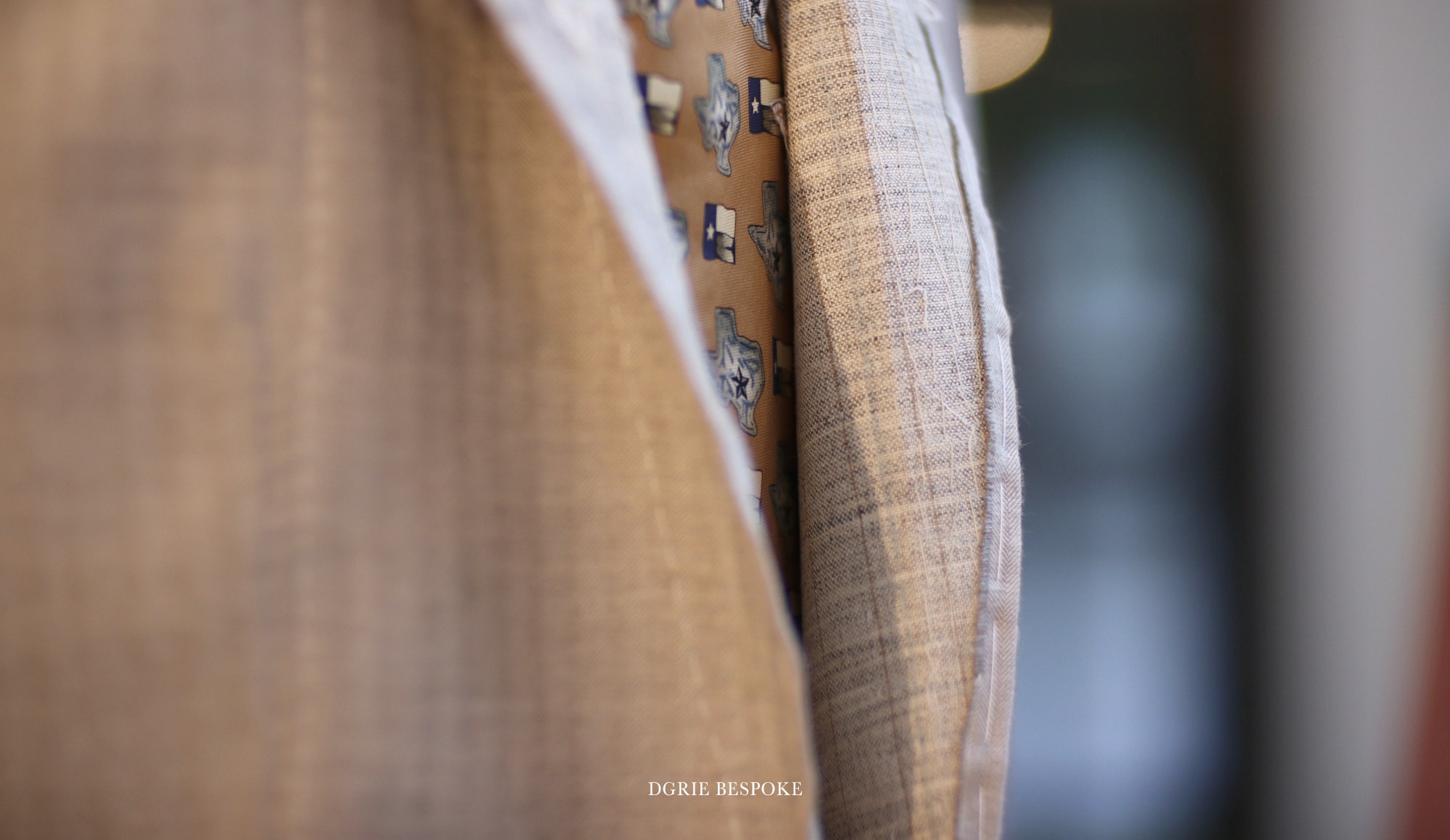 dgrie beige harringbone full canvas suit dgrie
