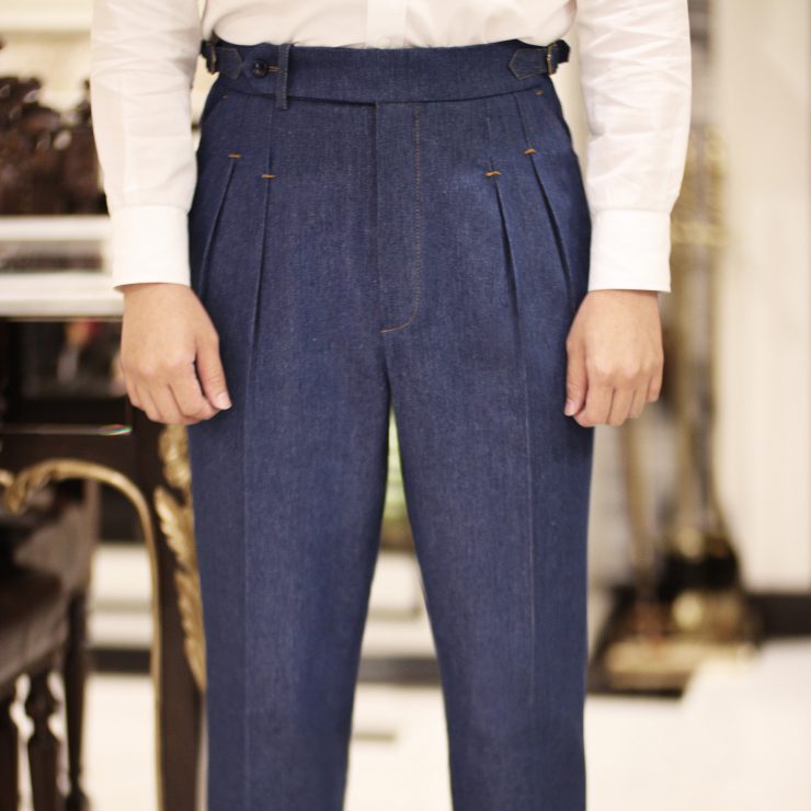 DGRIE PLEATED DENIM PANTS: ตัด กางเกงยีนส์ เอวสูง 87 dgrie pleated denim pants dgrie 4
