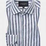 linen dark navy stripe shirt dgrie 3