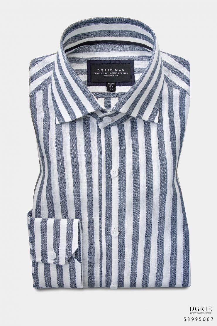 linen dark navy stripe shirt dgrie 3