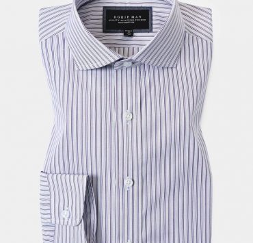 เสื้อเชิ้ตลายทางสีม่วง Cotton Double Stripes Curve Collar 14 cotton double stripes curve collar dgrie 1