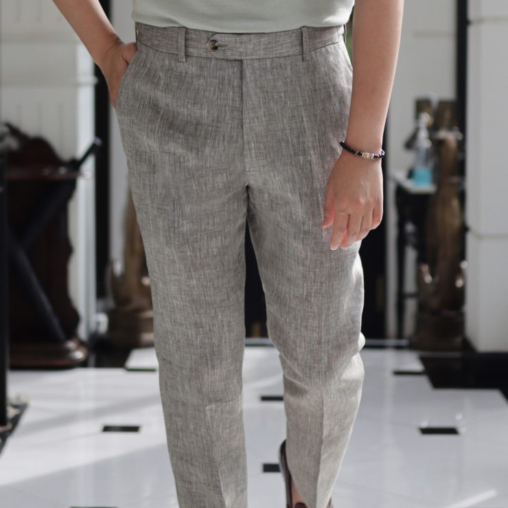 DGRIE PANTS 45: Linen Belt Adjuster ตัดกางเกงลินิน คลาสสิค 86 dgrie pants 45 grey linen belt adjuster dgrie 7