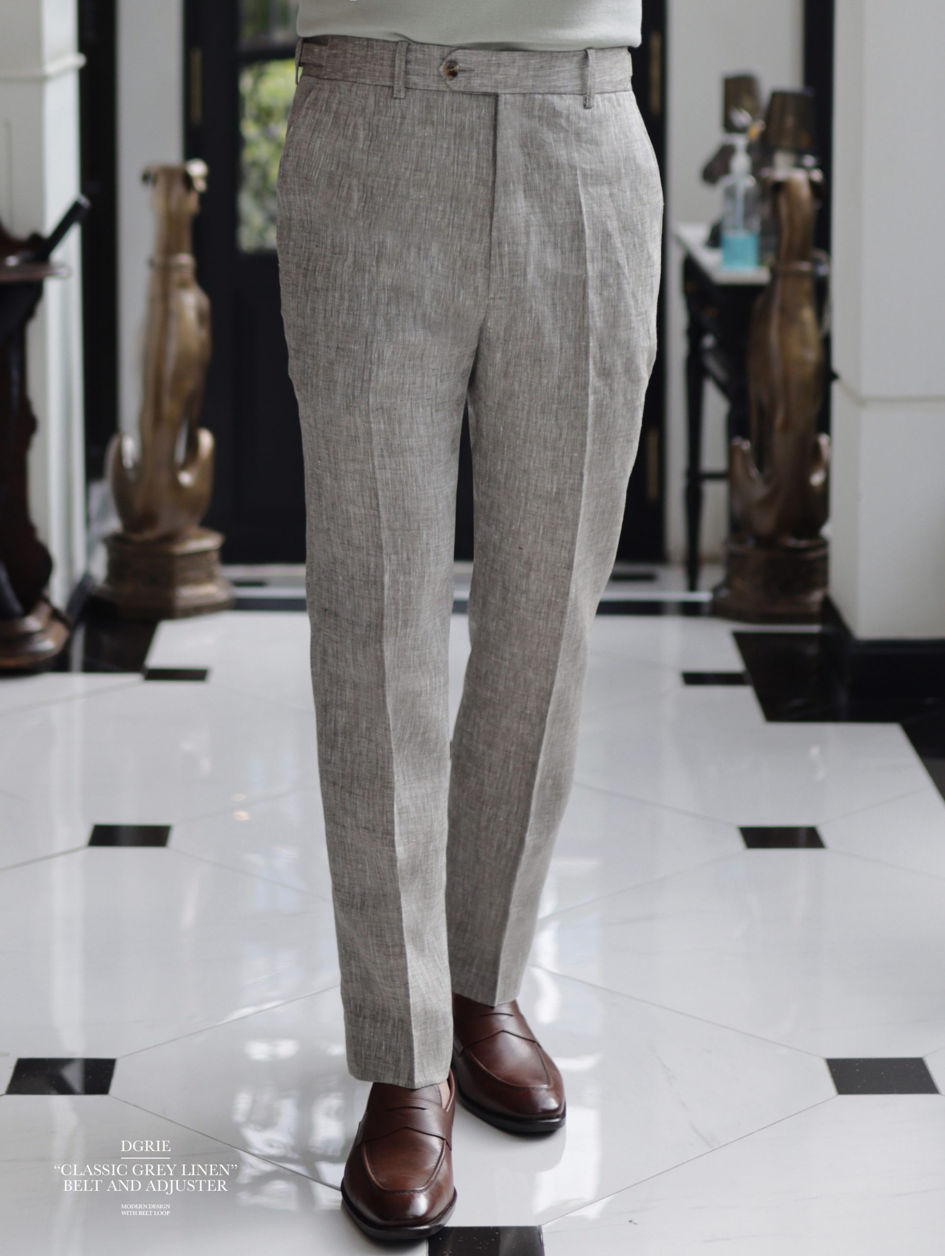dgrie pants 45 grey linen belt adjuster dgrie