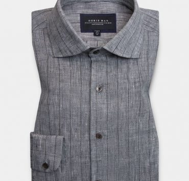 เสื้อเชิ้ตลินิน สีเทา DGRIE Poland Linen Gray Stripe 2 CM 15 dgrie poland linen gray stripe 2 cm dgrie