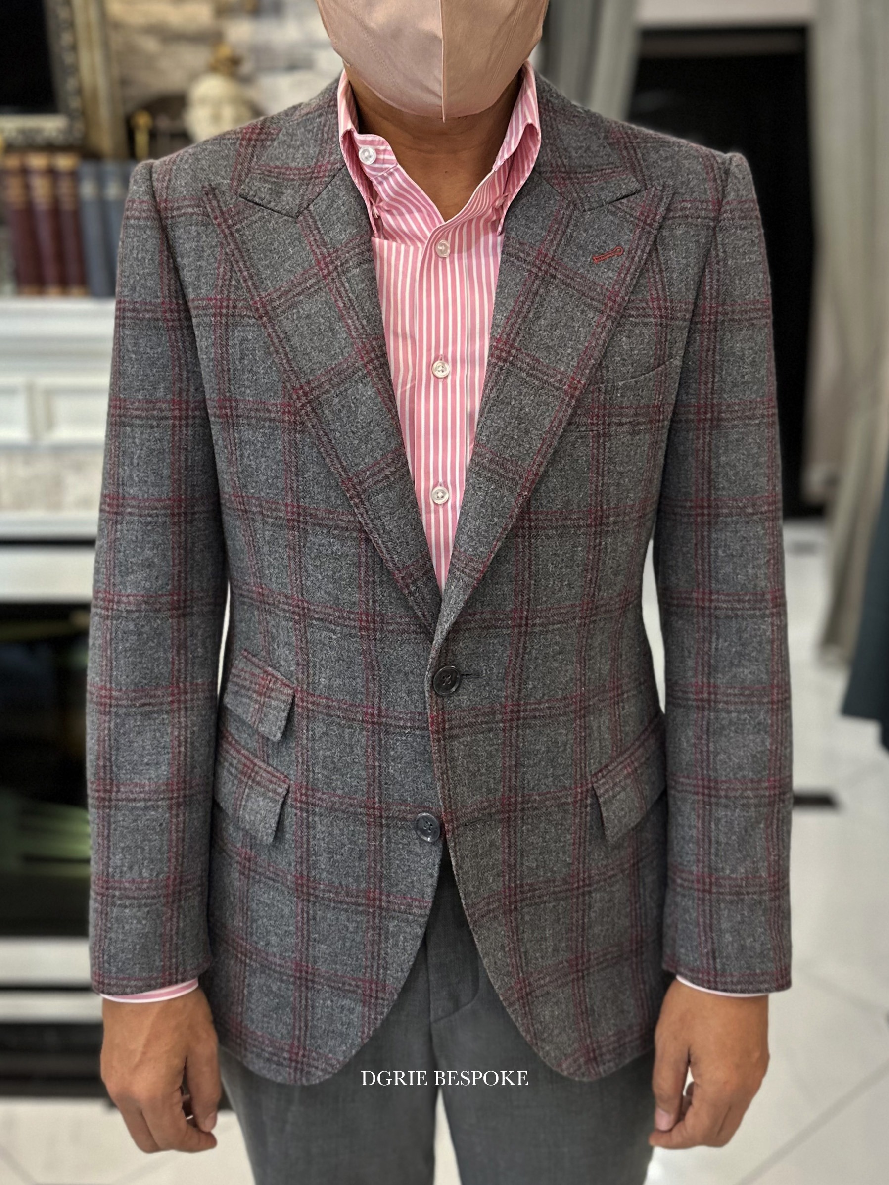 grey italy wool flannel red window dgrie grey italy wool flannel red window dgrie