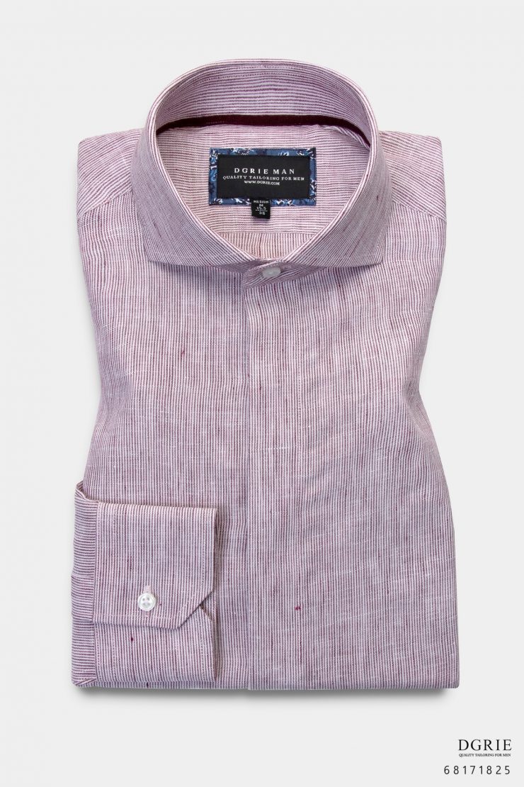 เสื้อเชิ้ตสีแดง Linen Red Stipe 1mm Shirt 17 linen red stipe 1mm dgrie 4