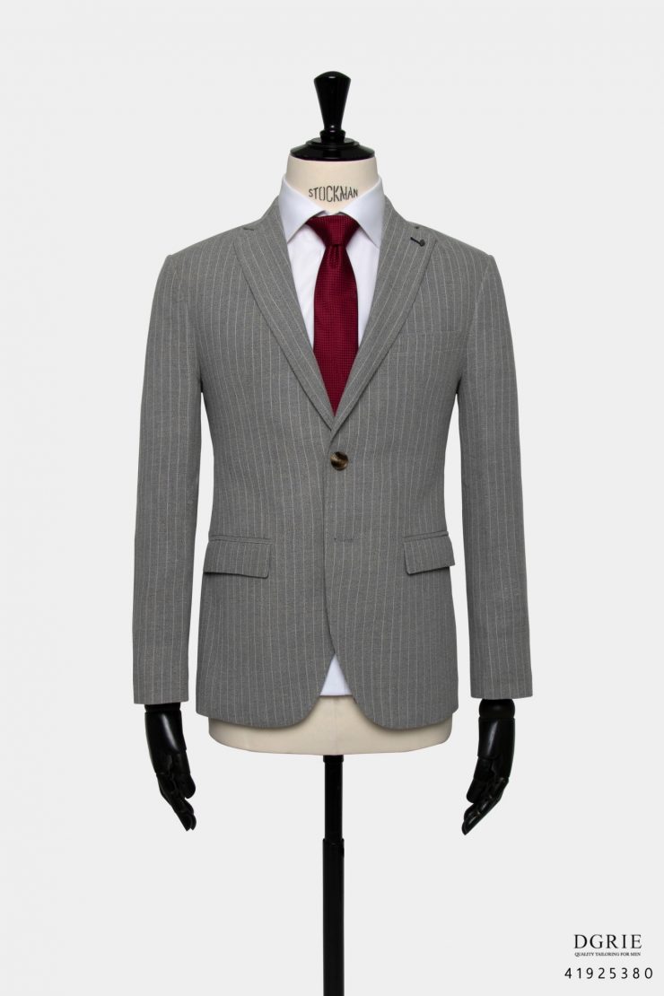 เสื้อสูทลายทางสีเทา Light Gray Stripe Jacket 24 dgrie 15
