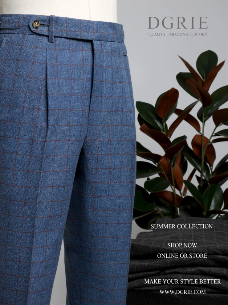 กางเกงวินเทจ ลายตารางสีน้ำเงิน Blue Flannel Vintage Windowpane 81 dgrie 8
