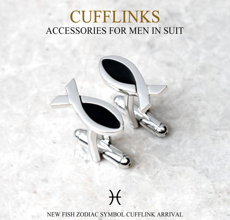 เครื่องประดับชาวราศีมีน DGRIE Black Fish Silver Cufflink 17 dgrie black fish silver cufflink dgrie 1