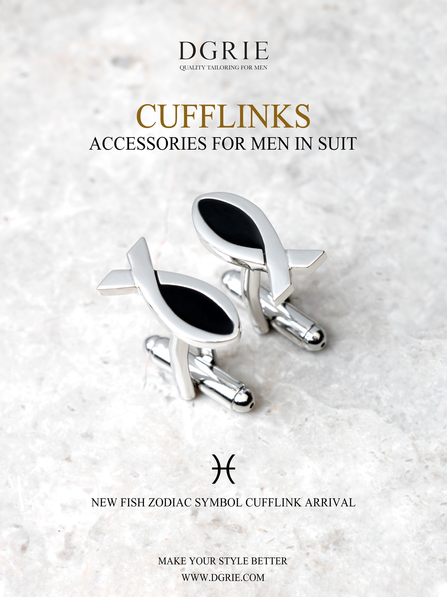 dgrie black fish silver cufflink dgrie 1