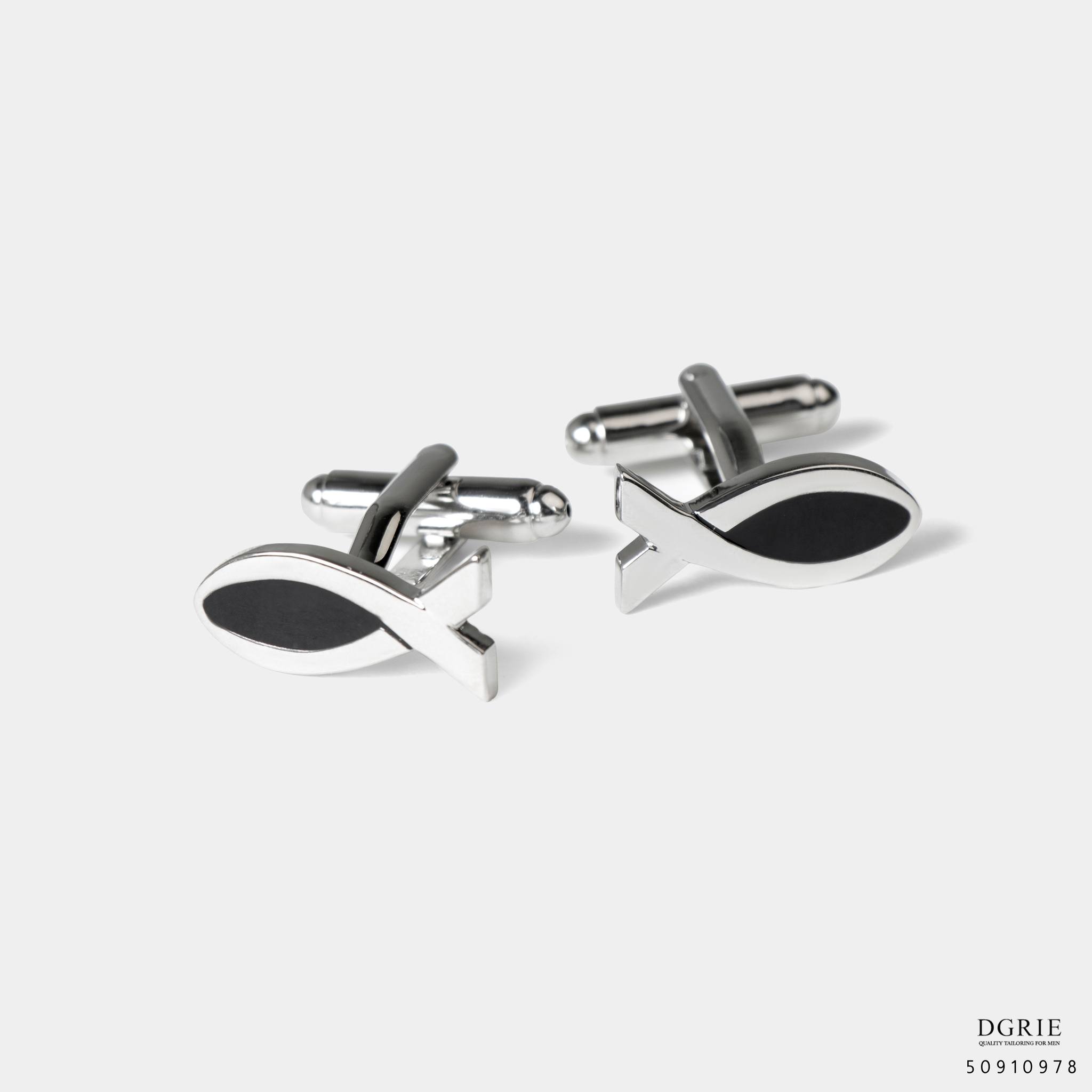 dgrie black fish silver cufflink dgrie