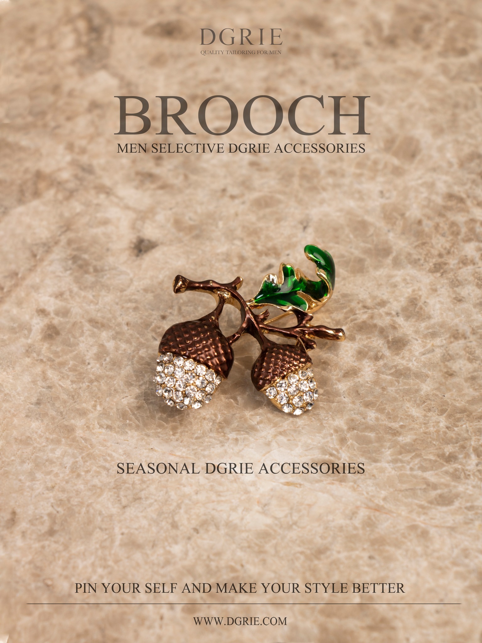 dgrie diamond walnut brown brooch dgrie