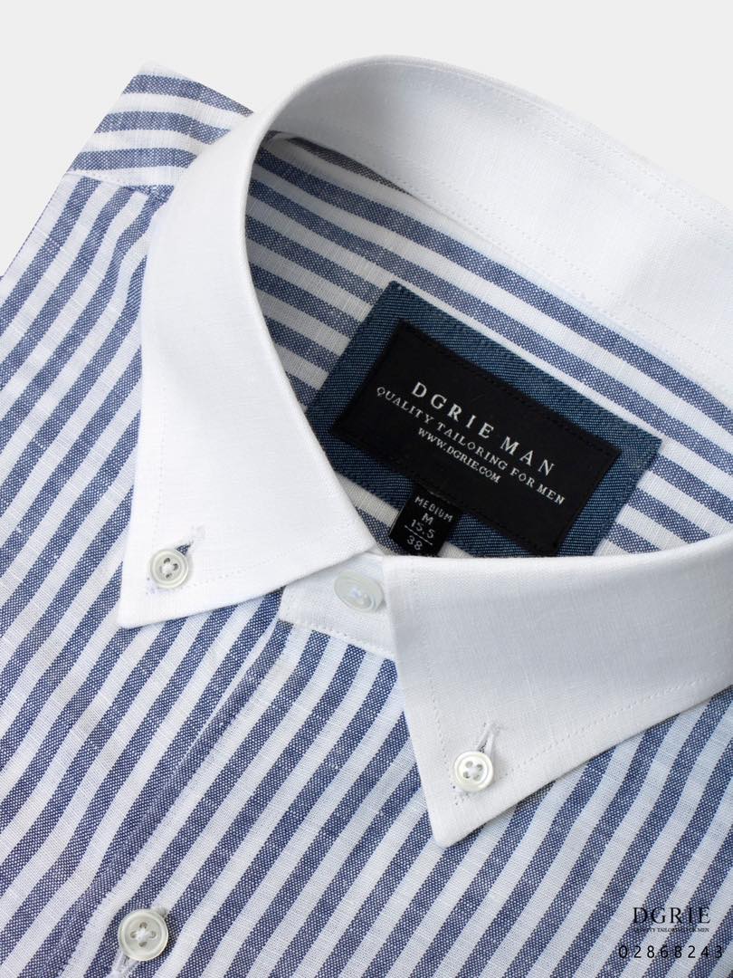 dgrie egyptian linen white collar navy white stipe dgrie 1