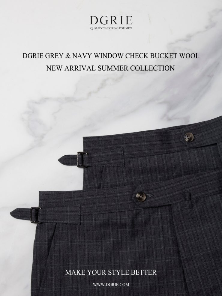 DGRIE Gray & navy window check buckle wool 25 dgrie gray navy window check buckle wool dgrie 3