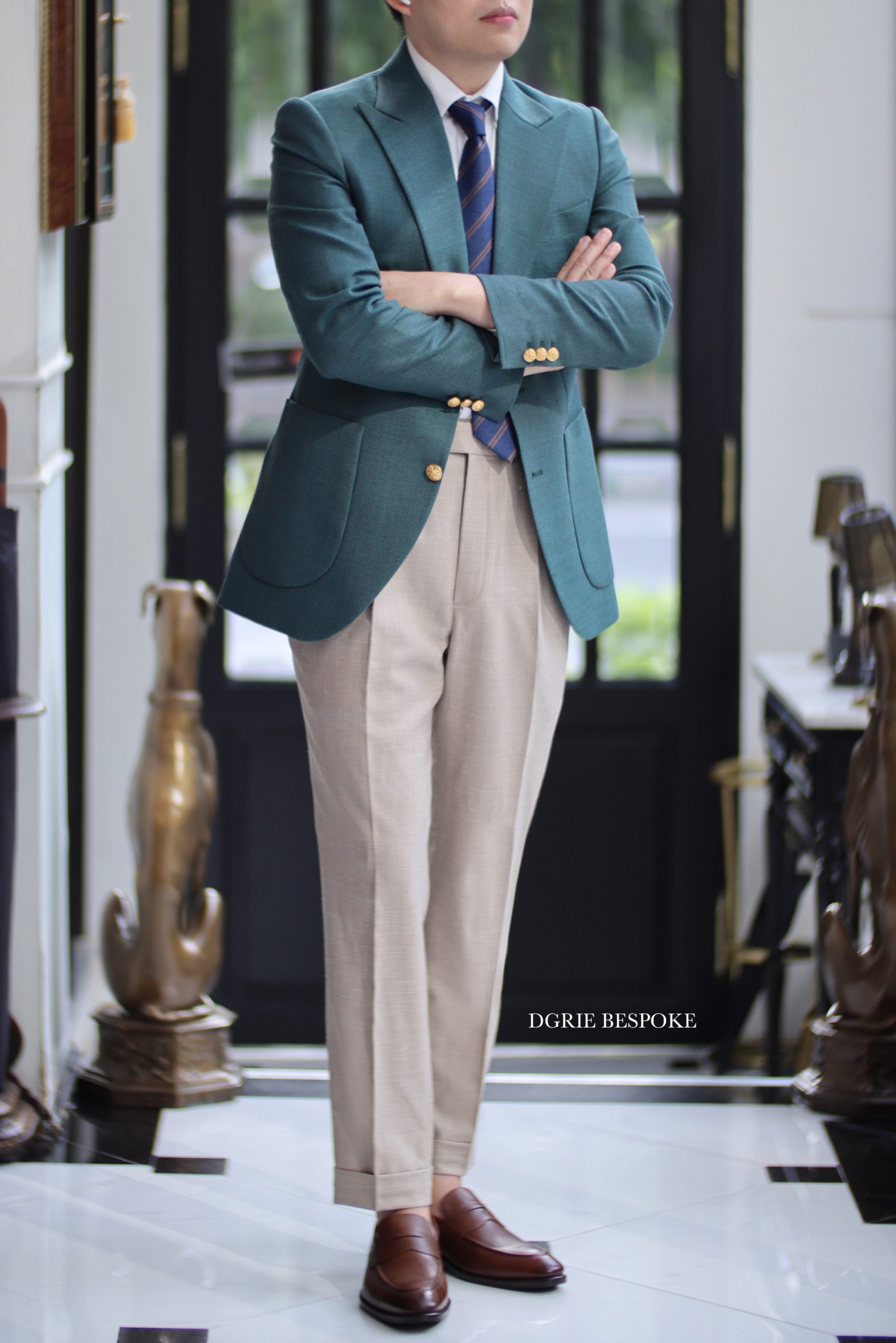 hopsack blazer with beige pants dgrie 6