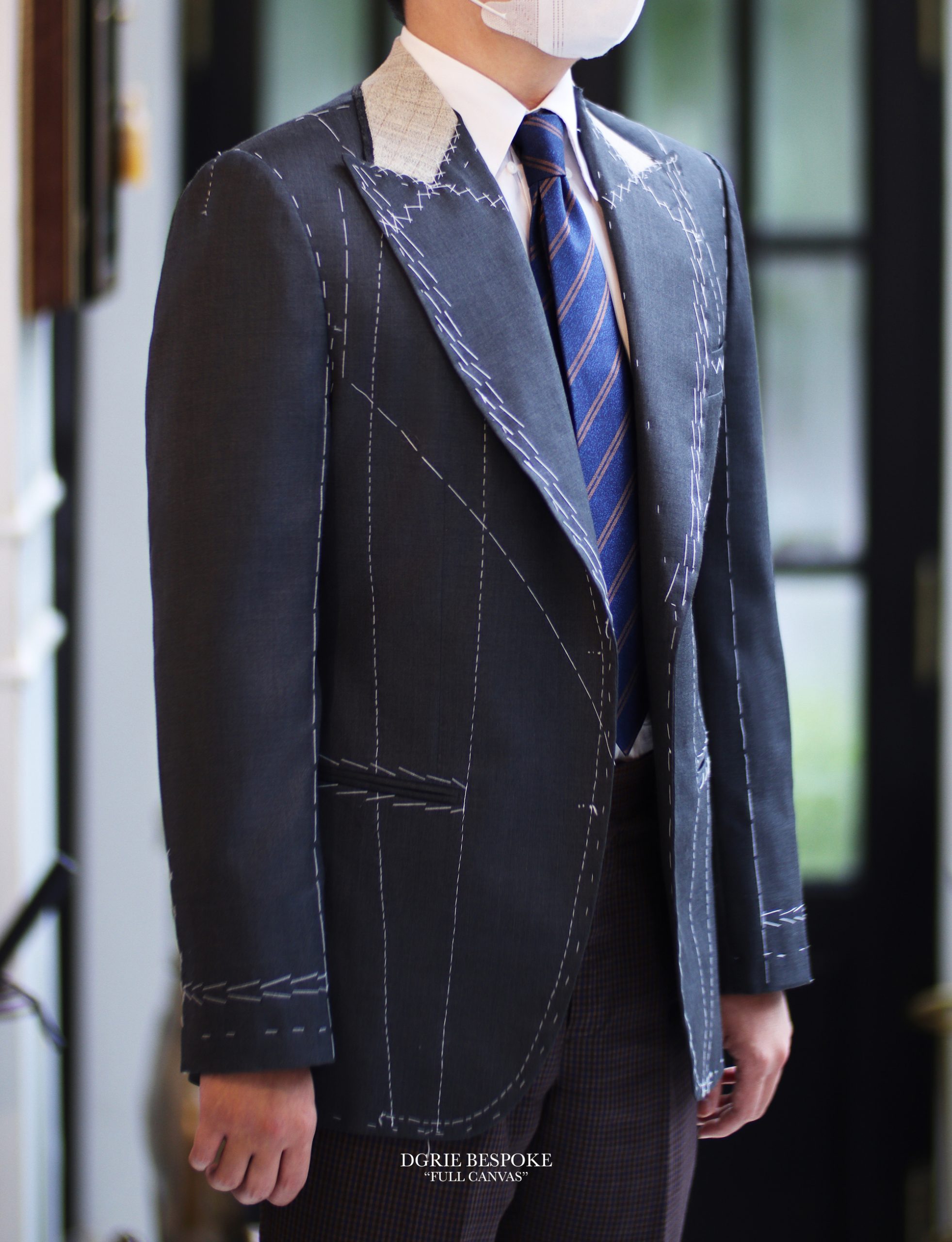 grey classic peak lapel full canvas suits dgrie 3