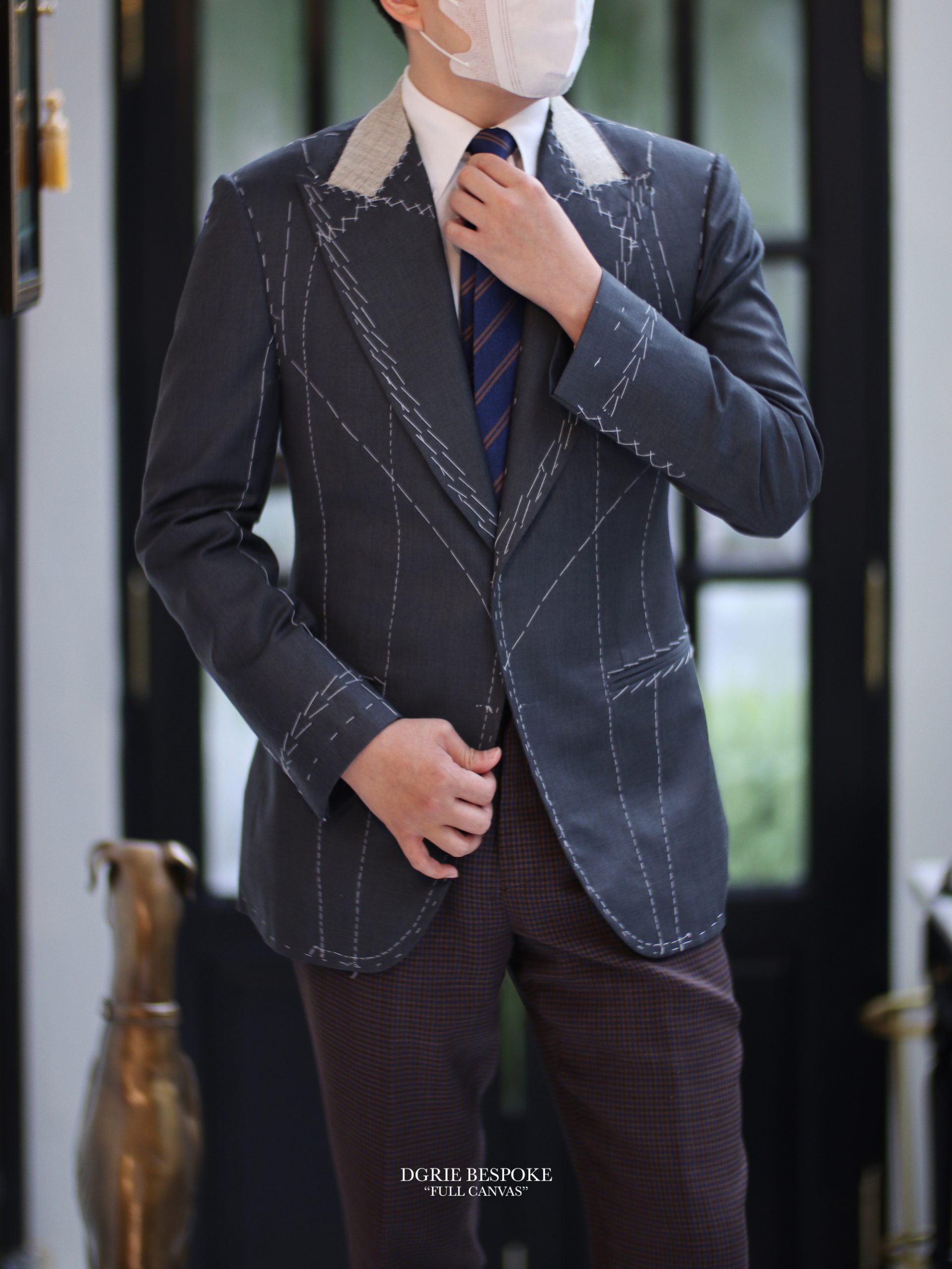 grey classic peak lapel full canvas suits dgrie 5