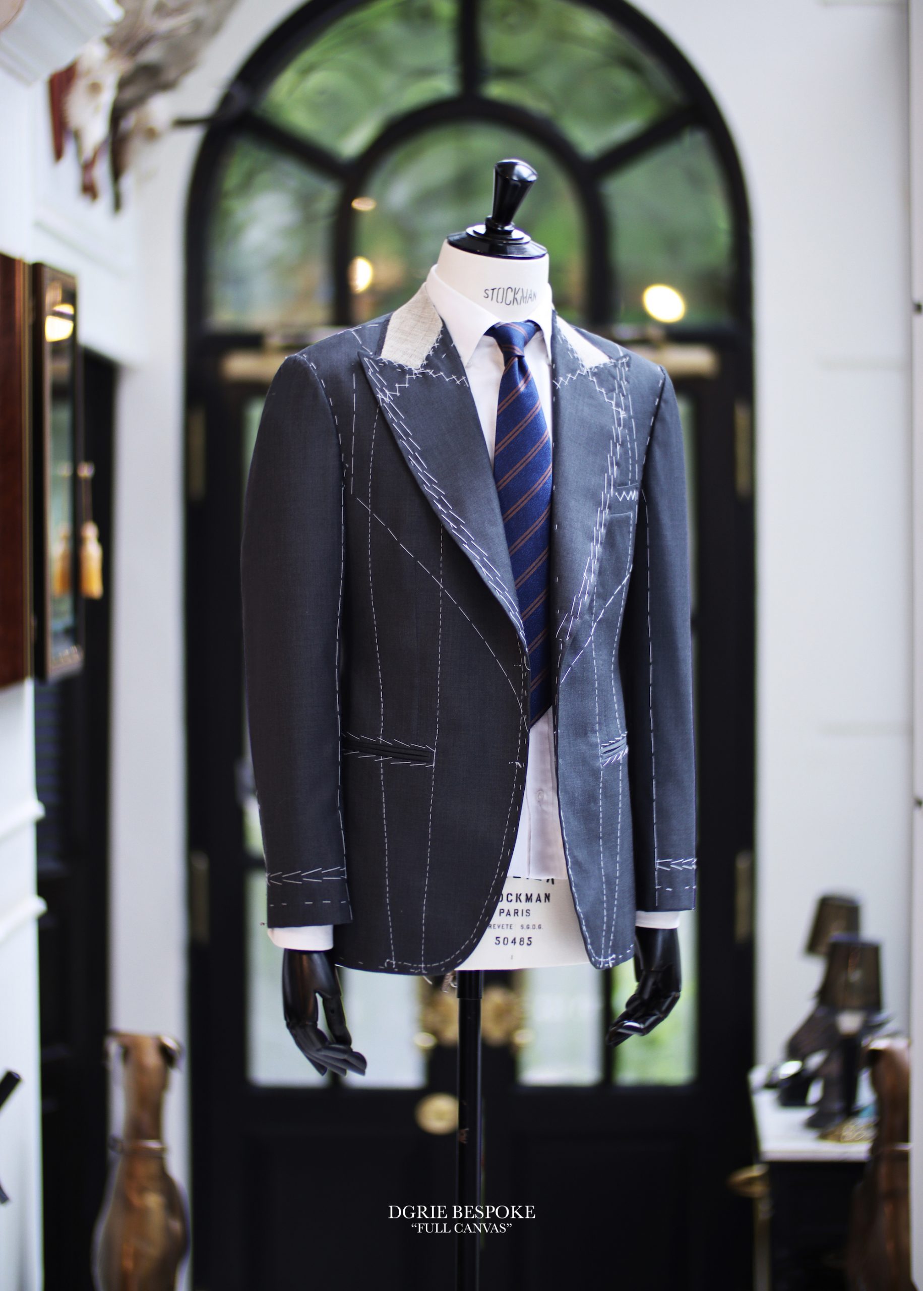 grey classic peak lapel full canvas suits dgrie