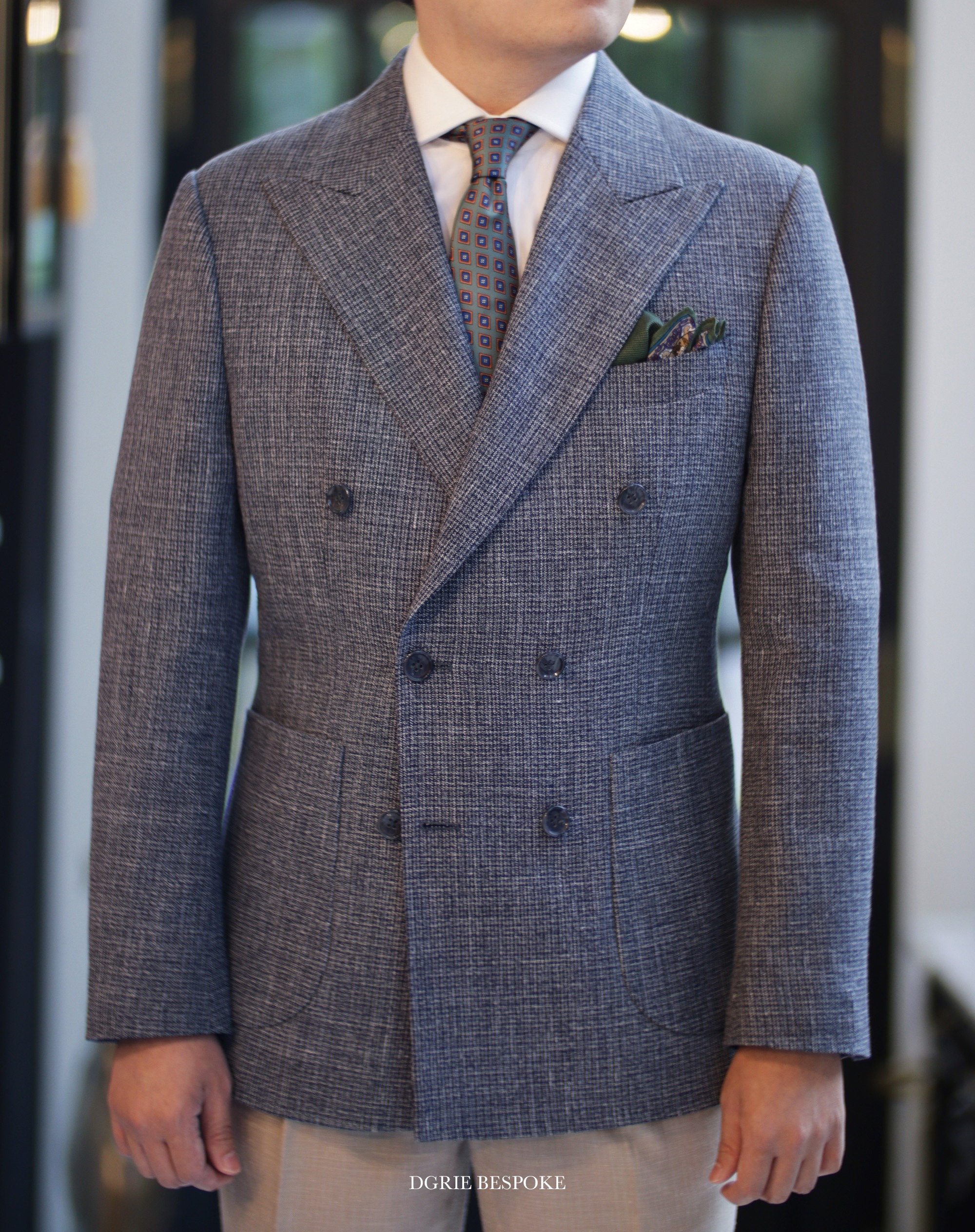 linen silk double breasted suit dgrie 2