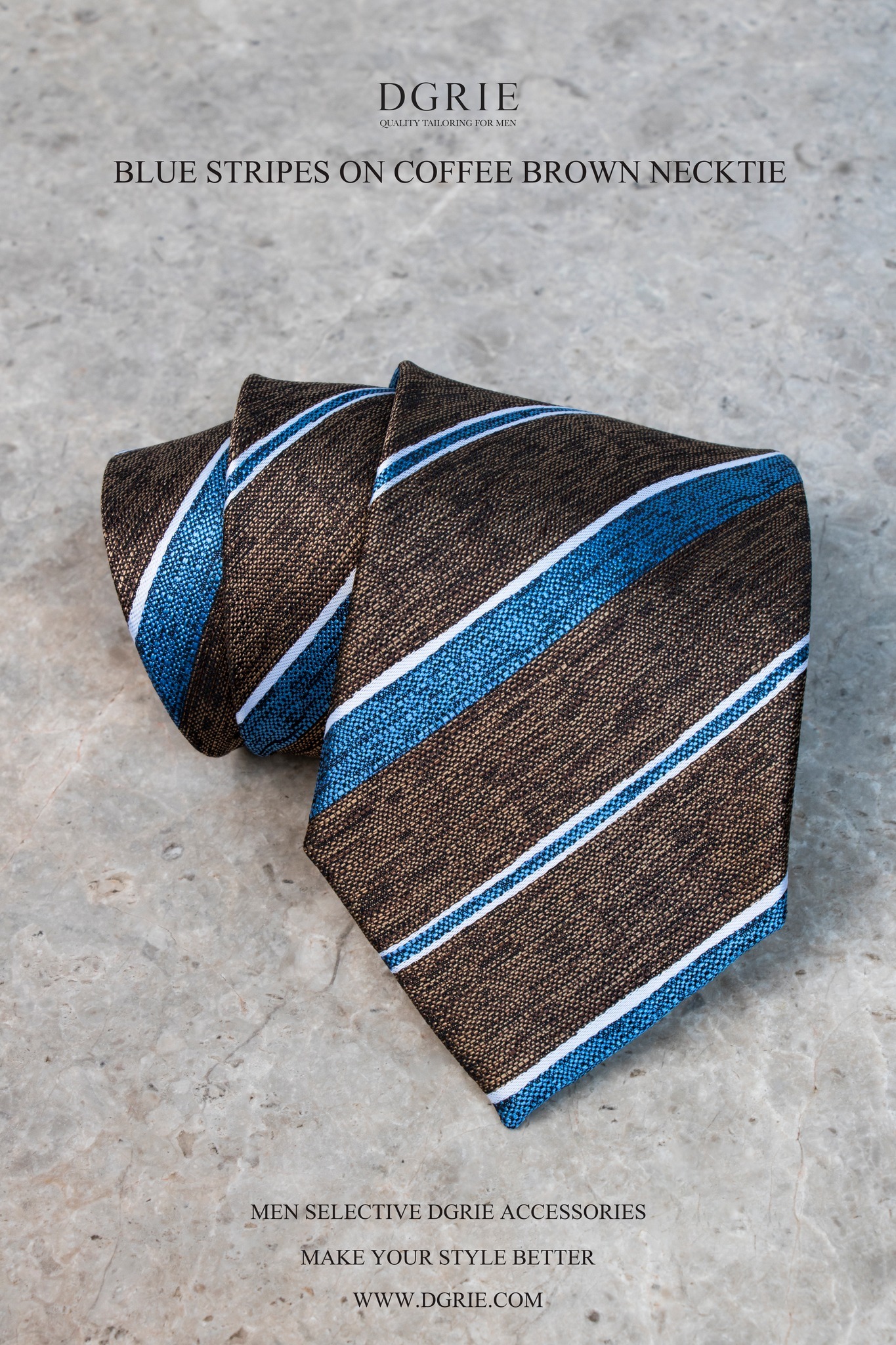 blue stripe on coffee brown necktie dgrie 2 blue stripe on coffee brown necktie dgrie 2